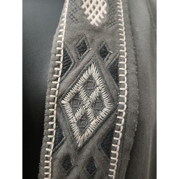 MONORENO  Gray Open Cardigan Embroidery Cotton Flow Look Long Sleeves Pockets L - Picture 4 of 11
